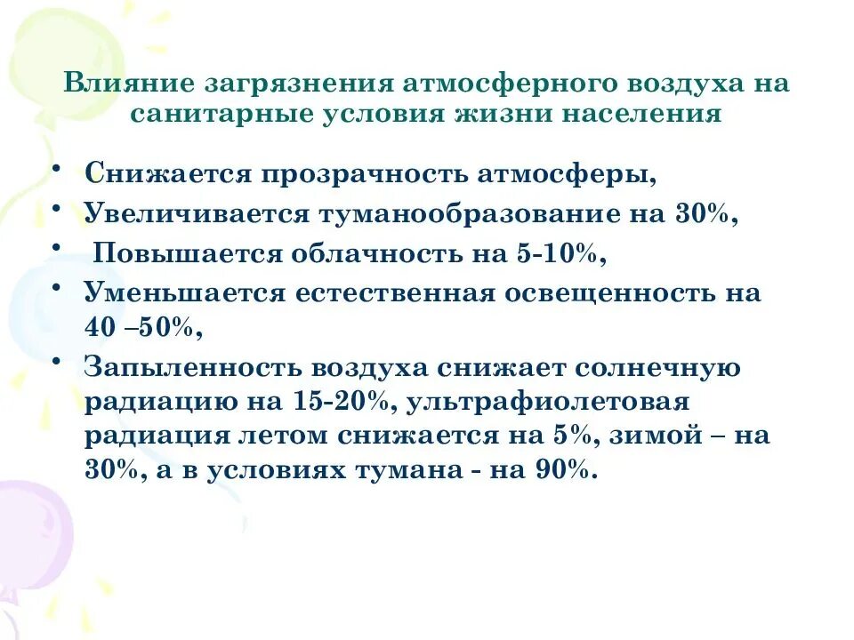 Влияние загрязнения воздуха на здоровья населения