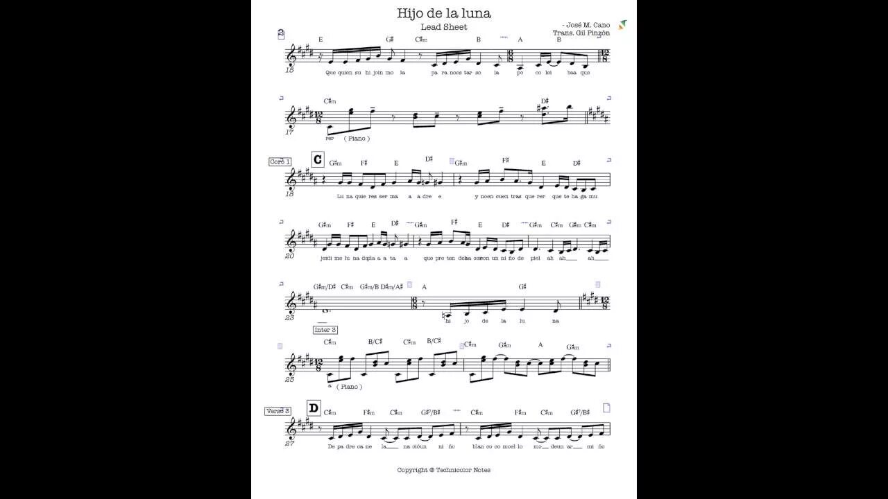 Сын луны ноты. Песня луна на испанском. Сын луны ноты. Hijo de la luna ноты для фортепиано. Mecano hijo de la luna ноты для фортепиано.
