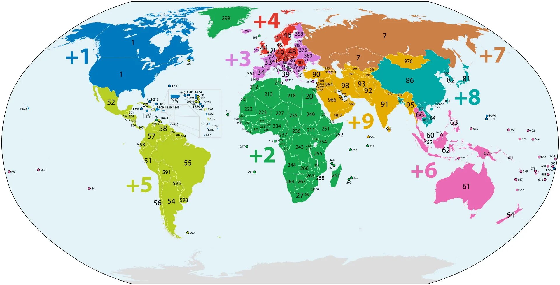 Карта телефонных кодов стран. Телефонныемкоды стран. Коды телефонных номеров стран.