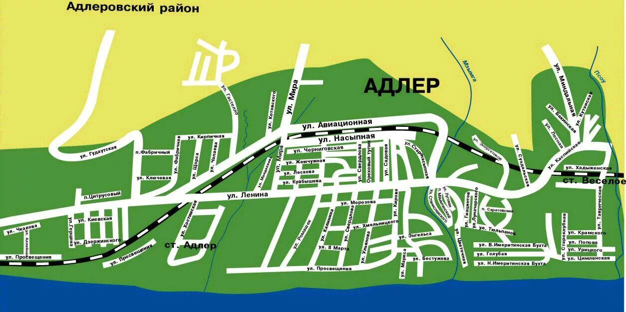 Карта нового адлера. Карта Сочи Адлер с улицами. Карта Адлерского района Сочи с улицами. Карта Сочи Адлер. Адлер г Сочи карта.