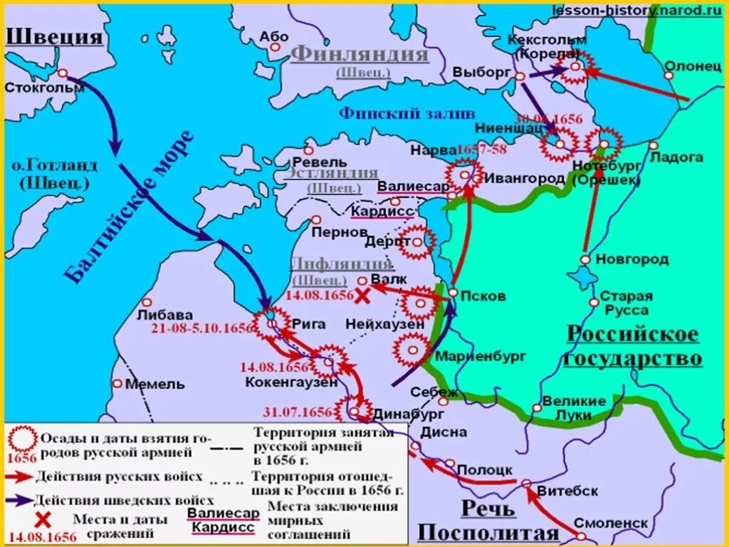 Причины русско шведской войны 1656 1661. Русско-шведской войны 1656 - 1658 гг. - карта событий.