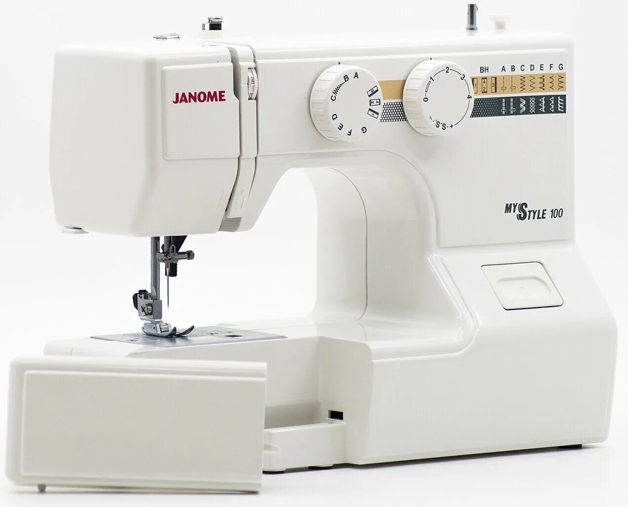 Рейтинг бытовых швейных машин. Janome ms 100. janome mystyle 100. швейная машинка janome. janome my style.