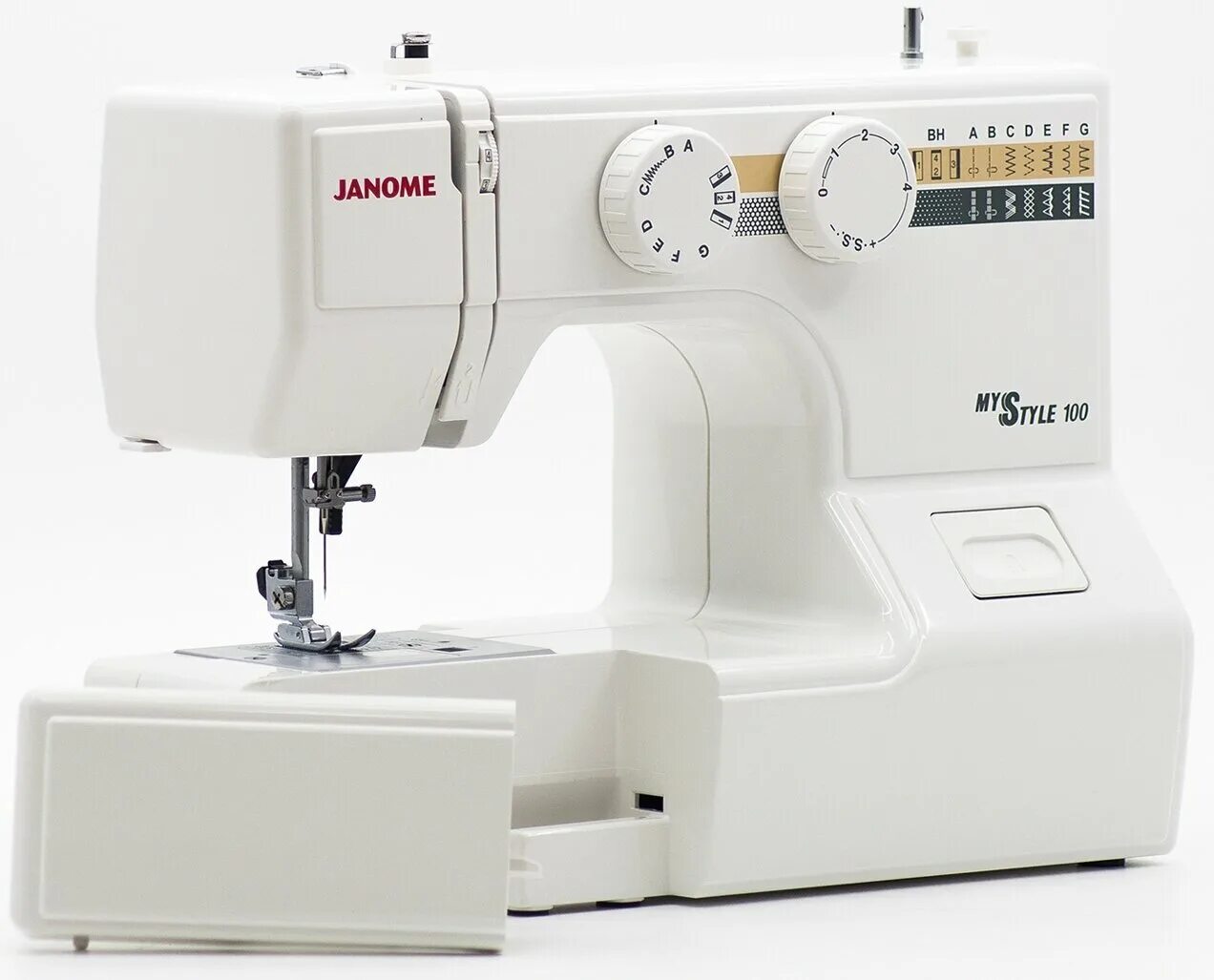 Швейная машинка janome челнок. Janome MS 100. Janome MYSTYLE 100. Швейная машинка Janome. Janome my Style.