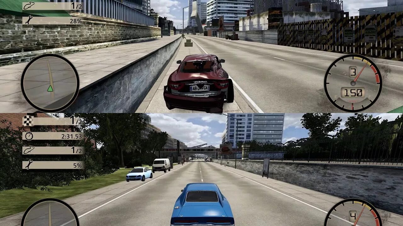 Race split screen