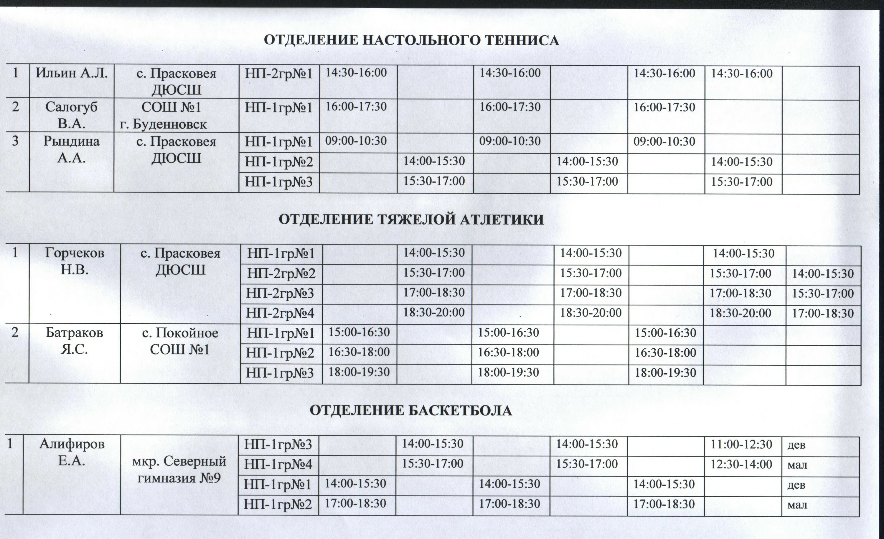 Попутчик нижний арзамас расписание. Расписание занятий ДЮСШ. Расписание занятий в ДЮСШ образец. Му ДЮСШ Прасковея. Расписание занятий по го с учебной группой.