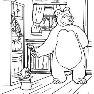 Coloriage michka - Coloriage Ours Michka Est Tres Gentil Dessin Masha Et Michka 