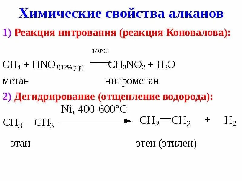 Нитрование этана. Реакция получения этилена. Реакция нитрования этана. Реакция получения этана.