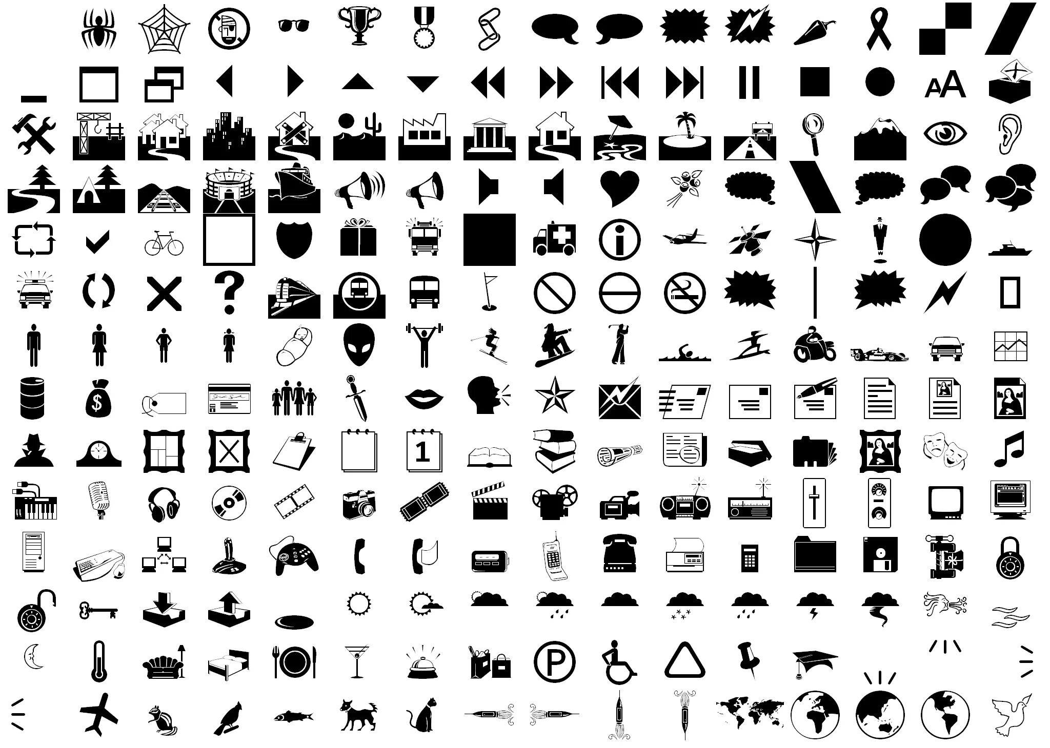 Какие графические знаки. Символы. Различные значки. Символьные шрифты. Символьные значки.