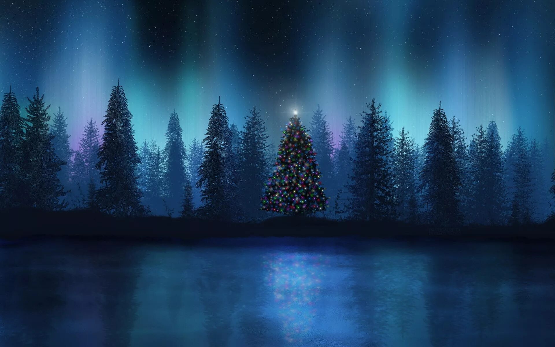 Праздник к нам приходит Deep-ex-sense. В новогоднем лесу. Новогодняя ночь. Зимний лес ночью.