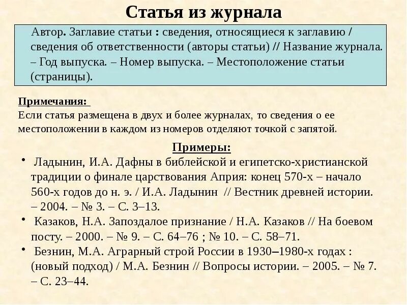 Ссылка на статью. Библиографическое описание по ГОСТУ 2003. Описание статьи из журнала. Оформление статьи из журнала. Библиографическое описание статьи из журнала.