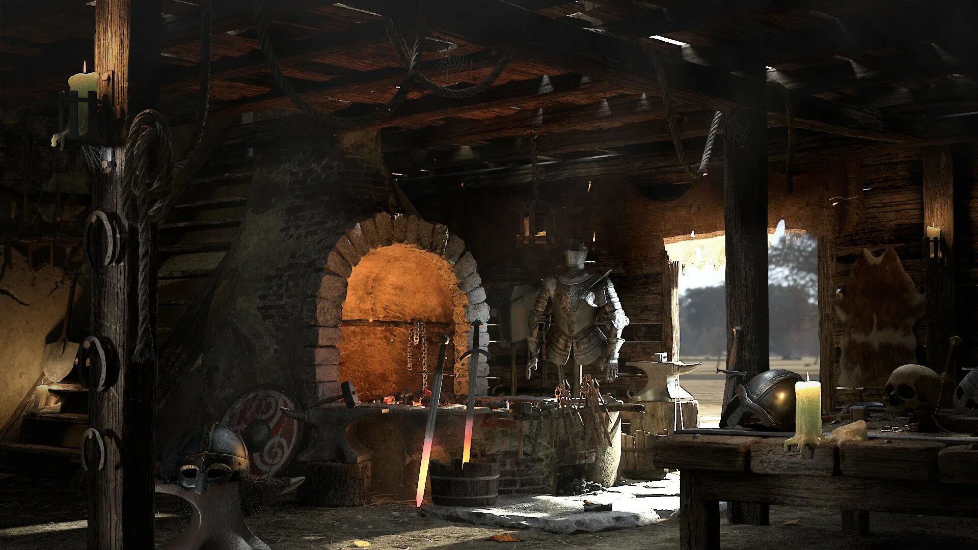 Кузница в вымершей деревне. Кузница горн средневековье. fantasy blacksmith игра. горн кузнечный средневековый. старинная кузница.