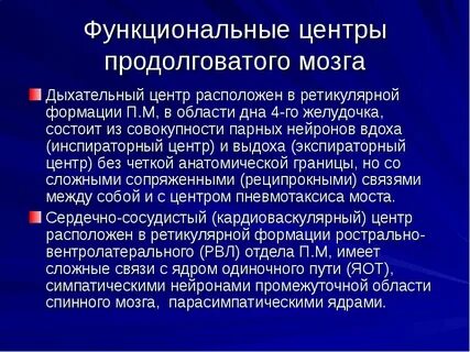Жизненно важные центры продолговатого мозга