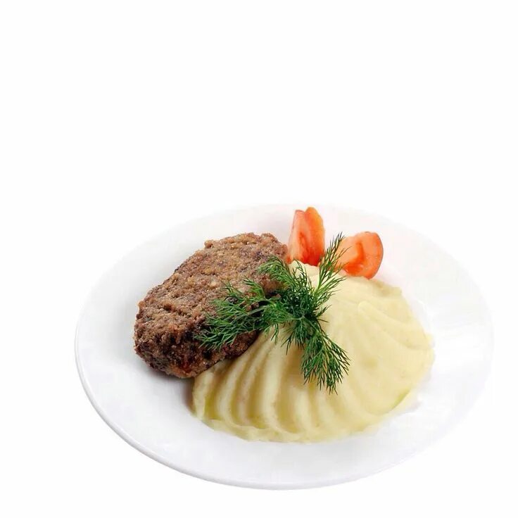 Пюре с котлетой грамм. Пюре с котлетой. картофельное пюре с котлетой. пюре с котлетой без фона. пюре с котлетой на белом фоне.