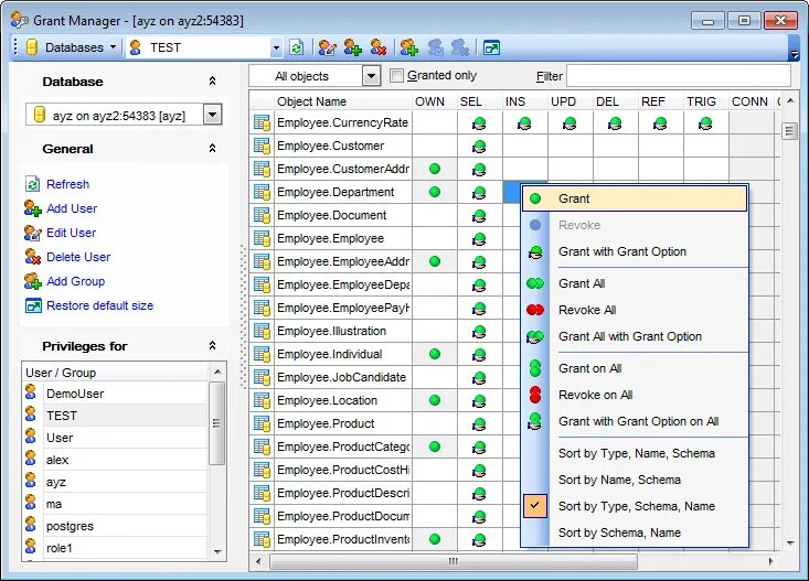 Grant delete. Ems sql manager для postgresql. grant all sql. grant select postgresql.