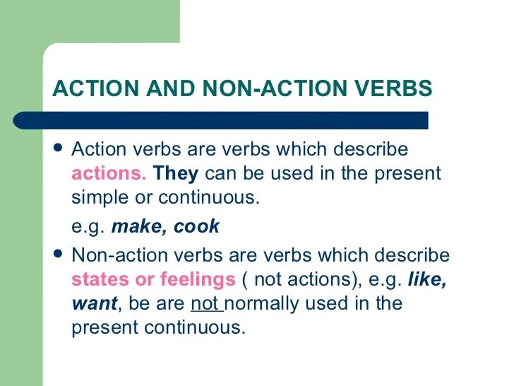 Non continuous verbs