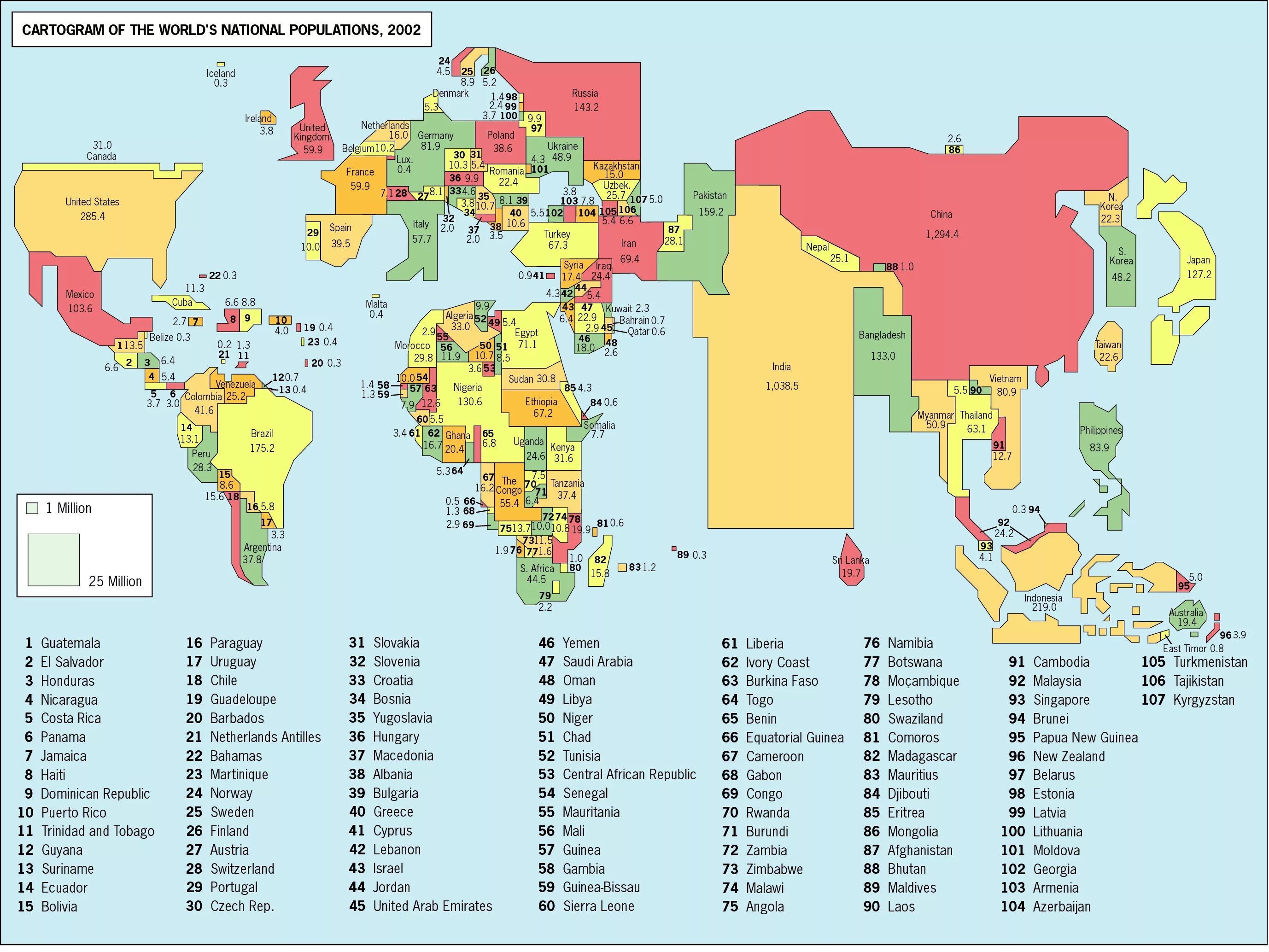 World population country. Численность населения стран на карте.