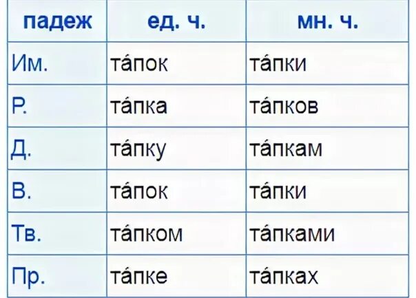 Туфли склонение по падежам. Тапок склонение. Тапочки ед число. Тапка склонение.