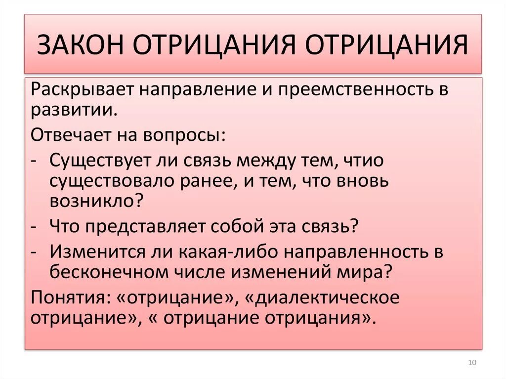 Примеры закона отрицания отрицания в обществе Пример закона отрицания отрицания