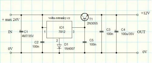 Стабилизатор напряжения 12 вольт на 7812 схема 7912 схема включения: 7912 стабилизатор схема включения RC74 интернет-магази