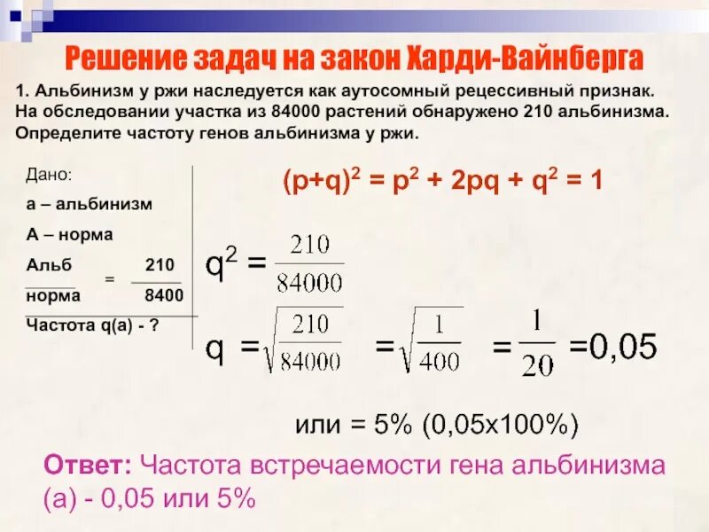 Генетика популяций закон харди вайнберга задачи с решением. Альпенизм аутосомный рецесивеый признак. Аутосомный признак в задачах. Альбинизм наследуется как рецессивный аутосомный признак. Альбинизм тип наследования.