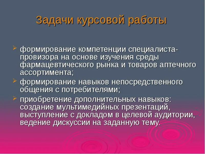 Курсовая на тему общения. Задачи курсовой. Задачи курсовой работы. Презентация к курсовой работе. Слайды для курсовой работы.