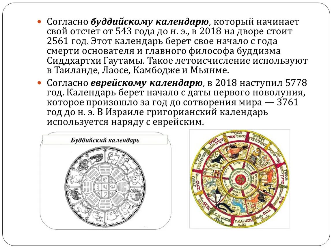 Как называется календарь по годам