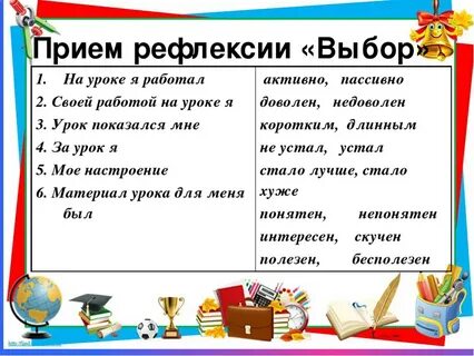 Виды рефлексии в начальной школе