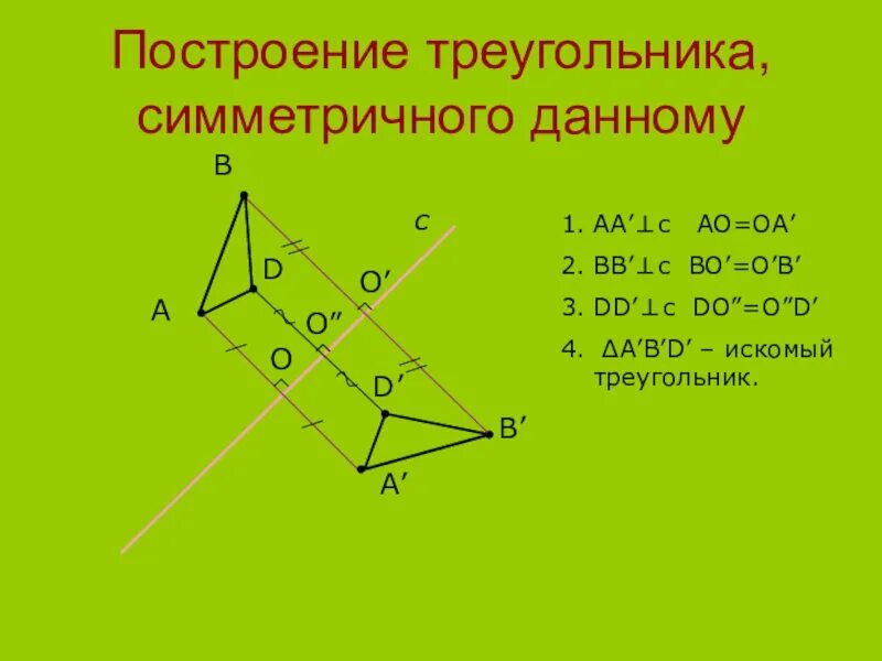 Постройте треугольник симметричный данному