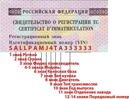 Регистрационный номер по вин