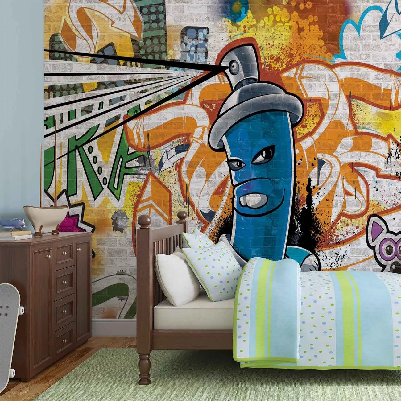 Роспись стен в комнате подростка. Разрисованные стены в комнате подростка. Обои граффити в комнату для мальчика. Граффити на стене в комнате. Интерьер в стиле граффити.