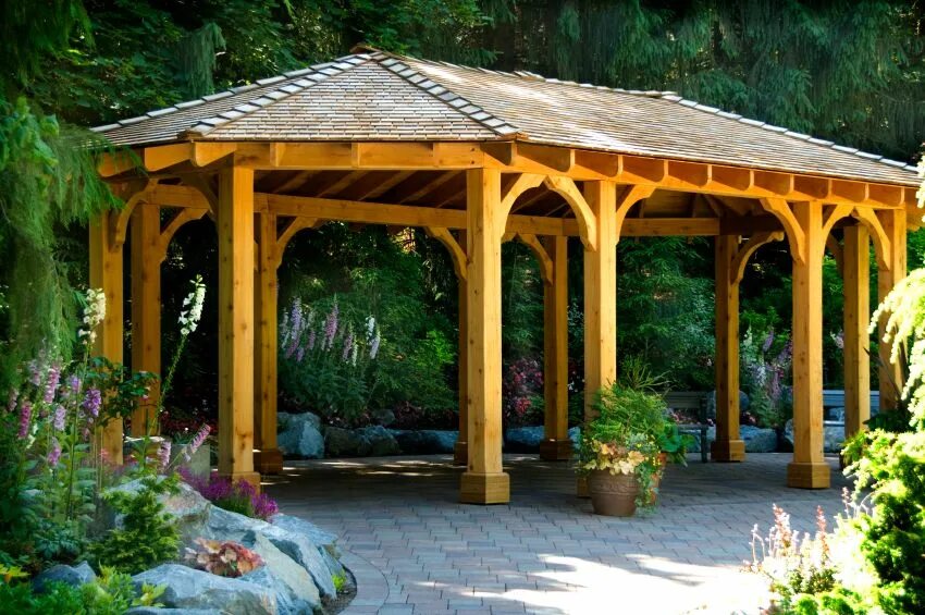 Пергола из бамбука. Дизайн садового павильона. Беседка из бамбука. Садовый павильон в русском стиле под ключ.