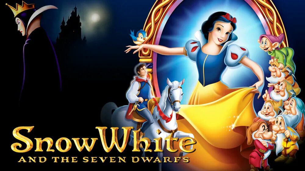 Белоснежка название. Snow White and 7 Dwarfs. Snow White and the Seven Dwarfs 1937. Белоснежка обложка мультфильма.