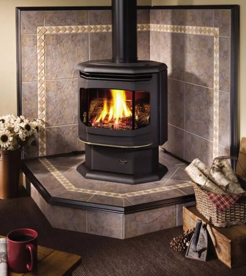 corner log burners - Google Search for the home Corner wood stove, Corner stove,
