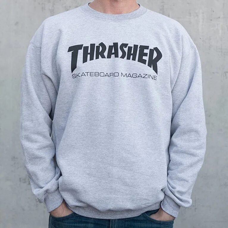 Серый трешер. Толстовка Thrasher Skate mag Crewneck Black. Свитшот трэшер серый. Thrasher Skate mag Grey. Кофта трэшер 2022.