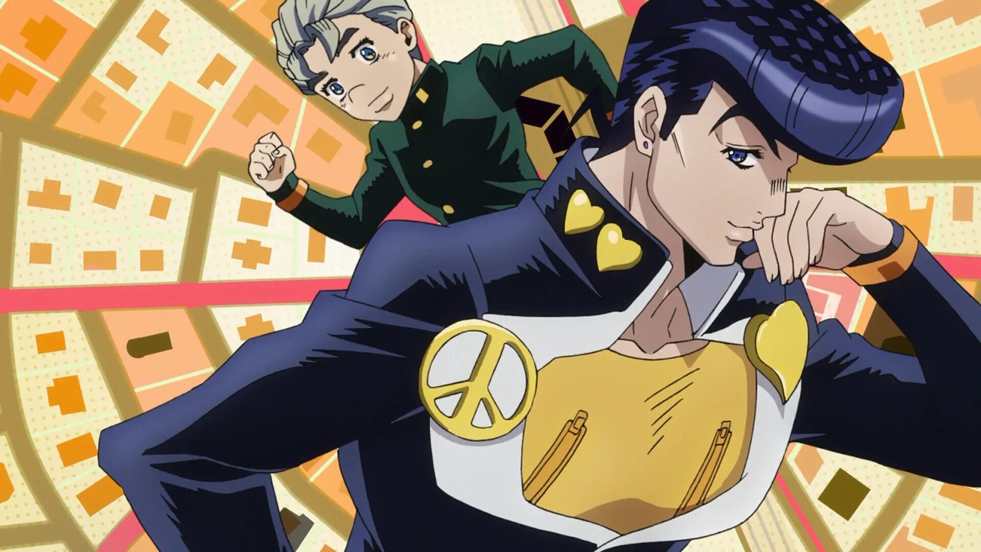 Джоске хигашиката и коичи хиросэ. Crazy noisy bizarre town. Jojo bizarre town. Crazy noisy bizarre town текст. Джоджо опенинг 5 crazy noisy bizarre town.