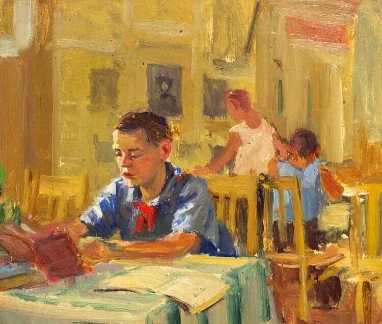 Класс художник картины. Школьники живопись. Школа художников. Чтение в Советской живописи. Ученик живопись.