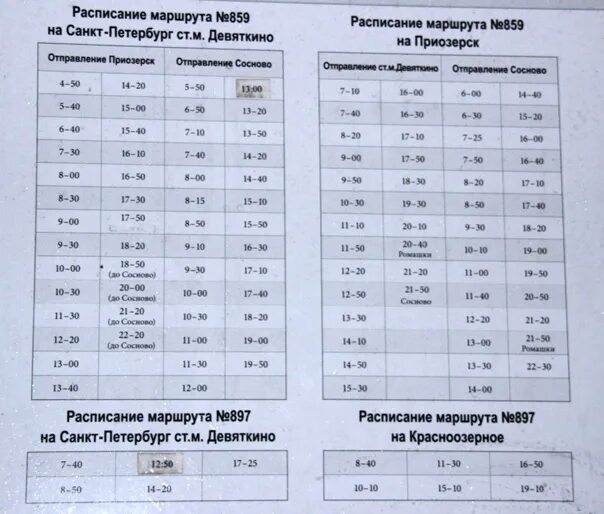 Расписание 679 маршрутки. 897 Автобус расписание. Автобус от Девяткино до Сосново. Расписание автобусов Сосново Красноозерное. Маршрут 859 автобуса Приозерск-СПБ.