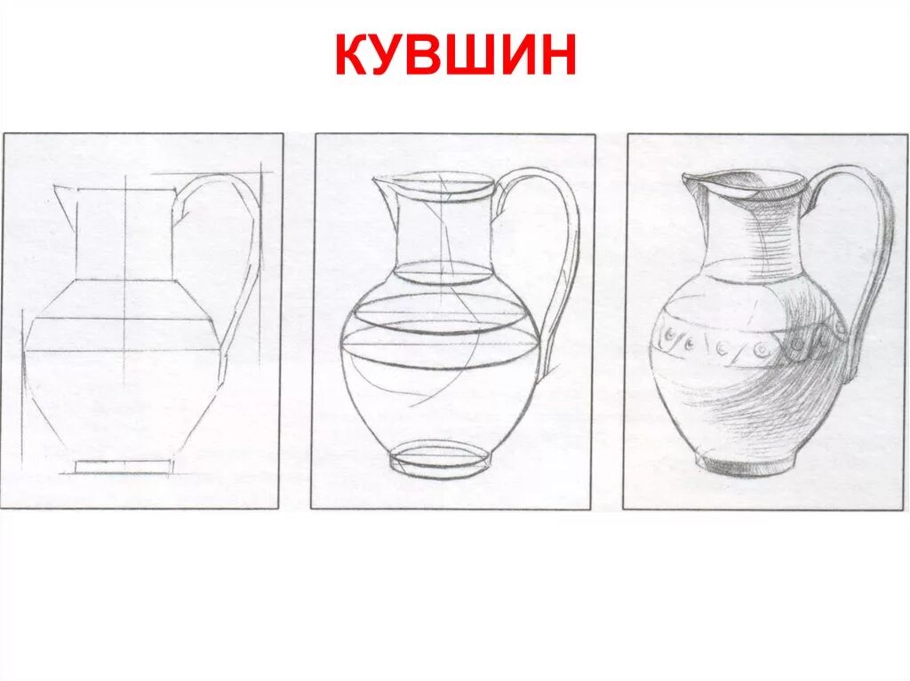 Рисуем натюрморт 3 класс презентация поэтапно. Поэтапное рисование натюрморта карандашом Крынка. Рисование предмет комбинированной формы ваза Крынка. Кувшин рисунок карандашом. Кувшин для рисования с натуры.