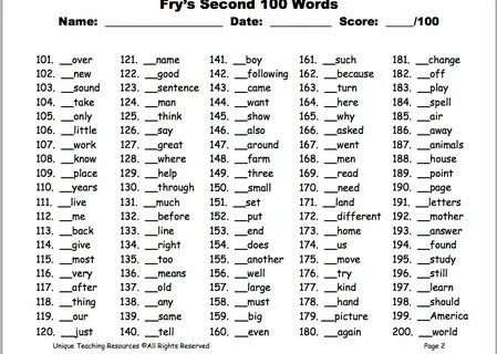 100 english words