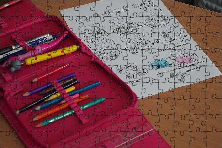 A pencil case in the desk