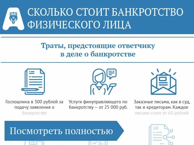 Сколько стоит процедура банкротства физического