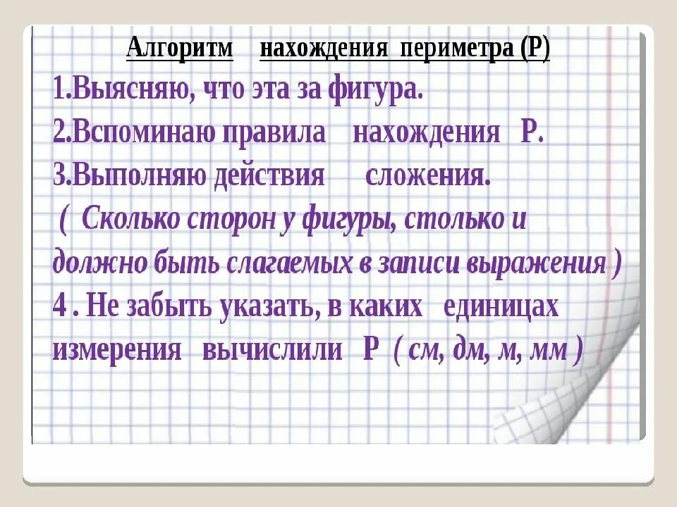 Периметр решение 3 класс. Алгоритм нахождения периметра. Алгоритм нахождения периметра прямоугольника. Алгоритм нахождения периметра 2 класс. Алгоритм нахождения периметра многоугольника 2 класс.