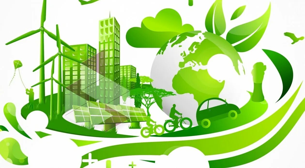 Зеленые технологии. Зеленая экономика. Экология без фона. Экология на белом фоне.