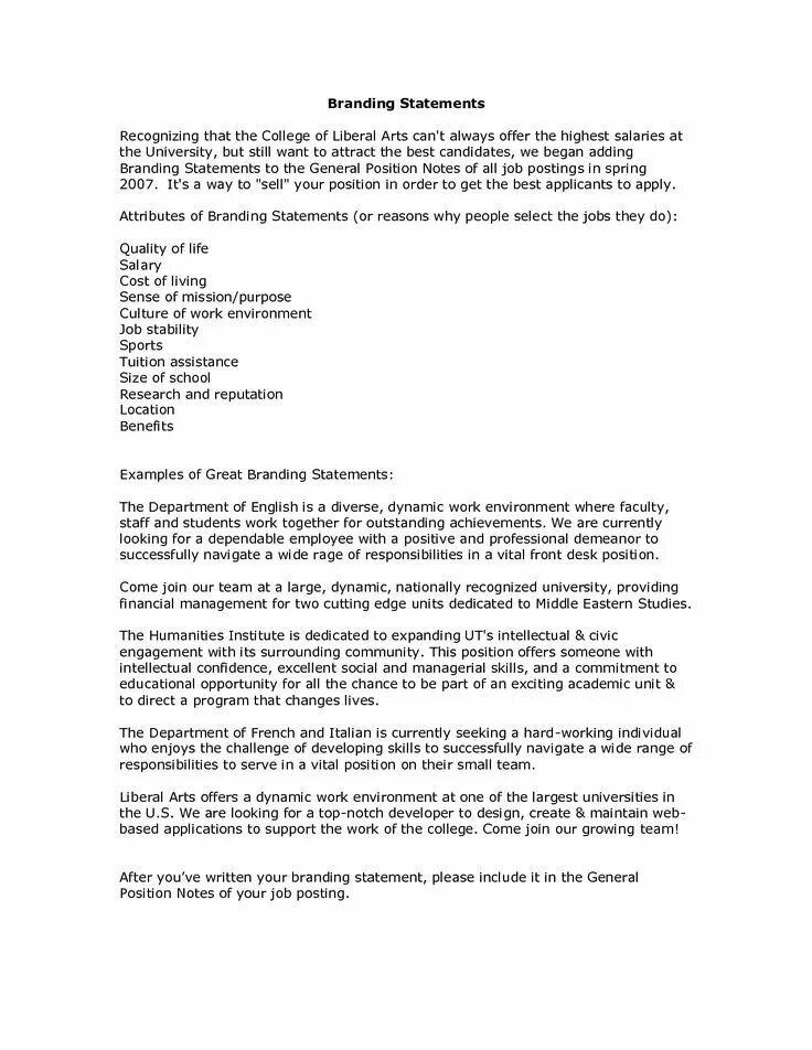 Statement letters