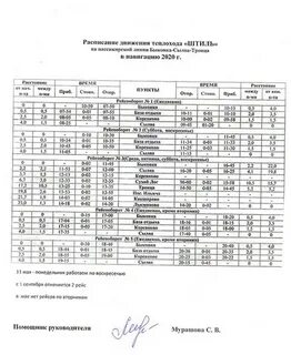 График движения теплохода