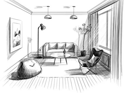 Эскиз интерьера спальни рисунок (50 фото) .