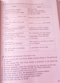Rewrite the sentences from active into passive