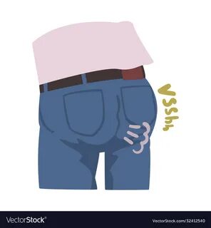 Man Farting Bad Smell with Soound Out From His Bottom Cartoon Vector Illust...