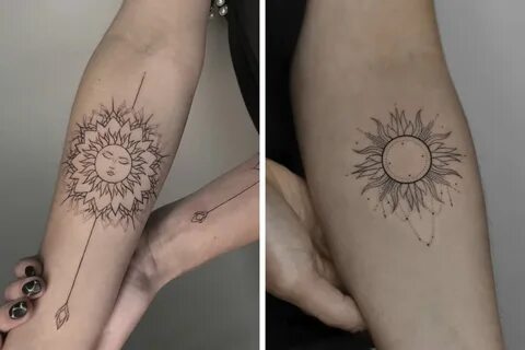 Татуировка в виде солнца на руке