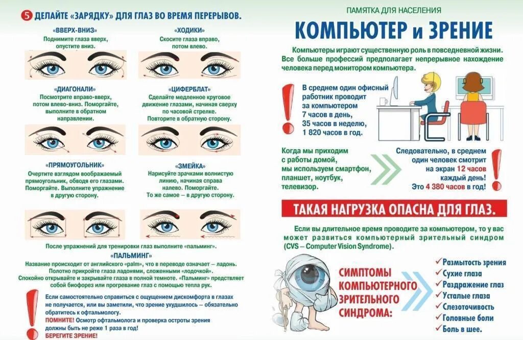 Как сохранить зрение кратко. Памятка гимнастика для глаз. профилактические упражнения для глаз. памятка для зрения. зрение зарядка для глаз.